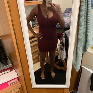 Burgundy mini bodycon dress